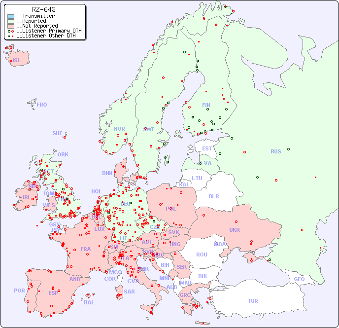 __European Reception Map for RZ-643