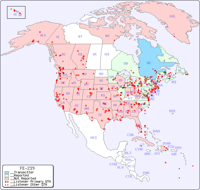 __North American Reception Map for FE-239