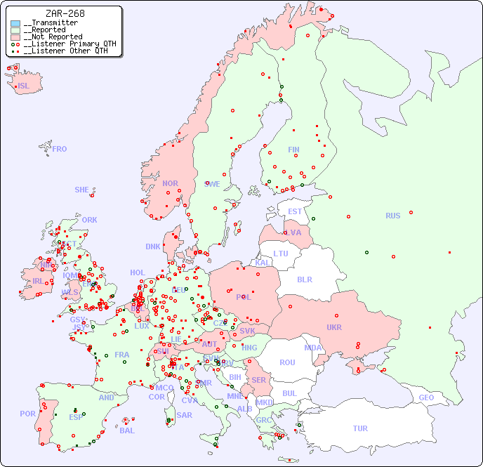 __European Reception Map for ZAR-268