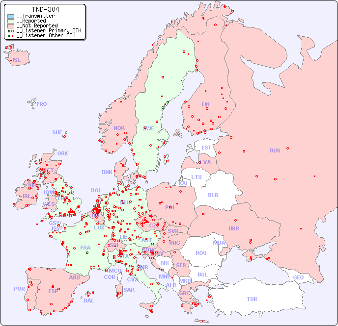 __European Reception Map for TND-304