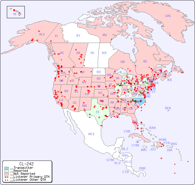 __North American Reception Map for CL-242