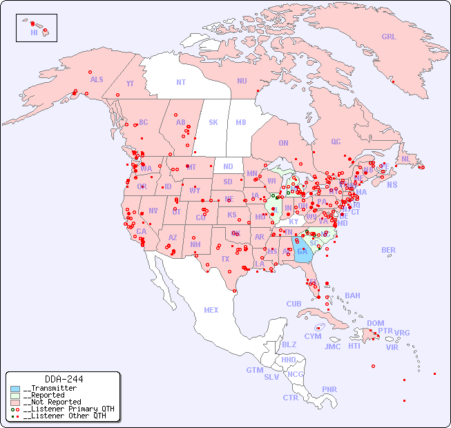__North American Reception Map for DDA-244