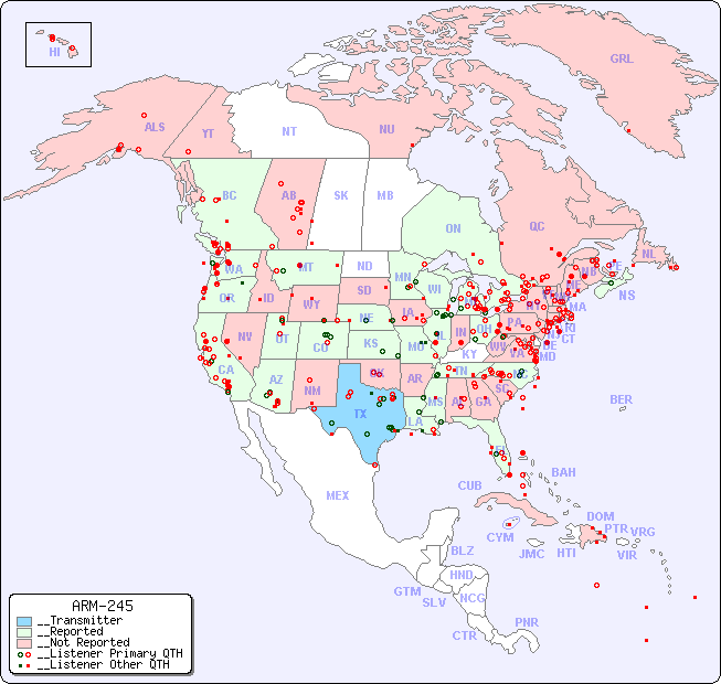 __North American Reception Map for ARM-245