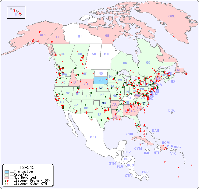 __North American Reception Map for FS-245