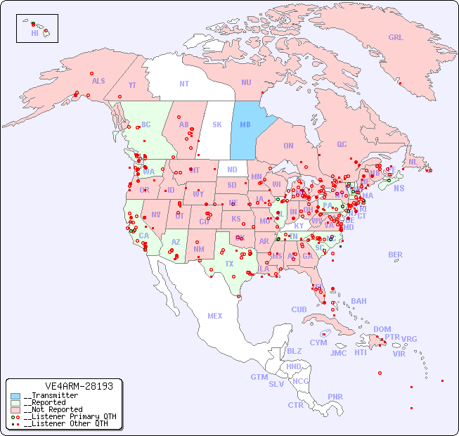__North American Reception Map for VE4ARM-28193