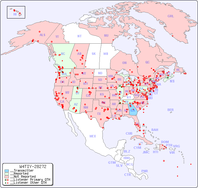 __North American Reception Map for W4TIY-28272