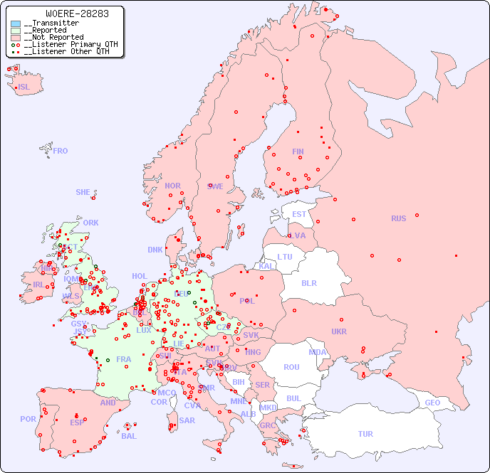 __European Reception Map for W0ERE-28283