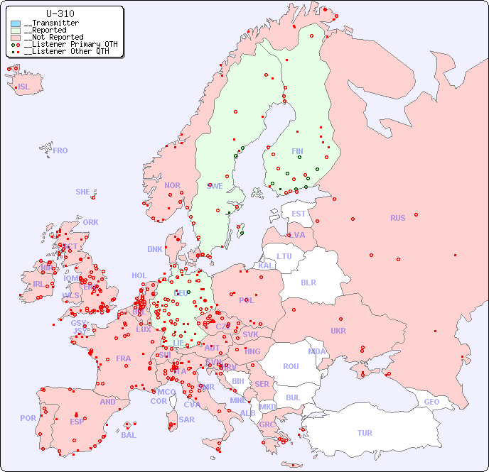 __European Reception Map for U-310
