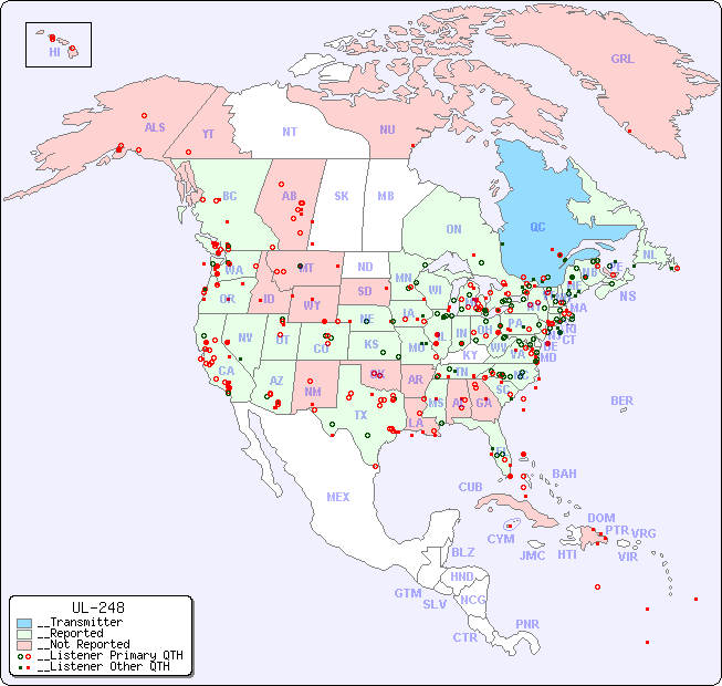 __North American Reception Map for UL-248