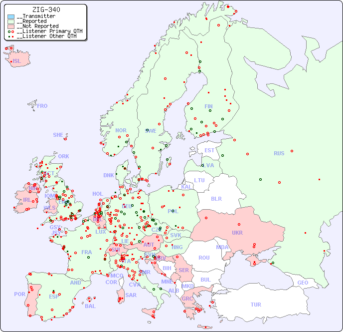 __European Reception Map for ZIG-340