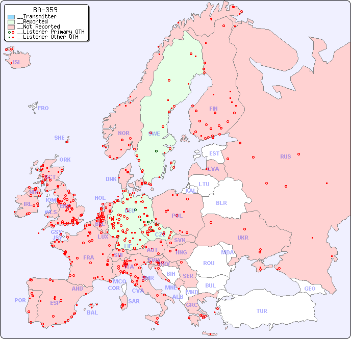 __European Reception Map for BA-359