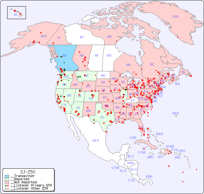 __North American Reception Map for 2J-250
