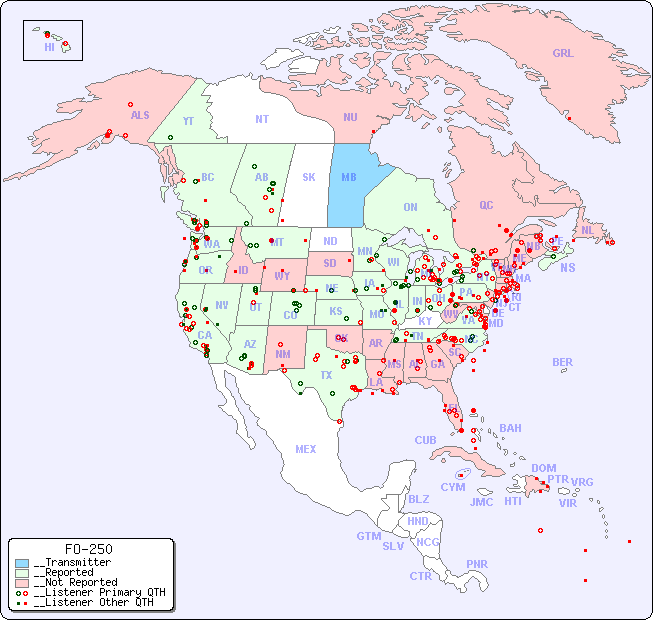 __North American Reception Map for FO-250