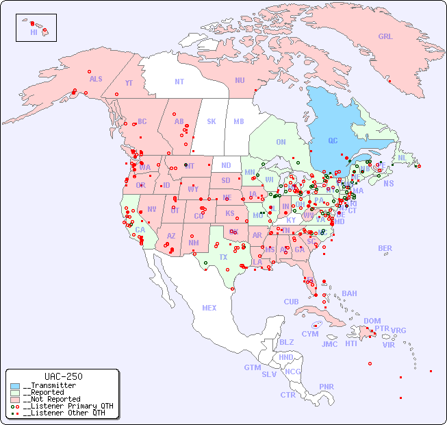 __North American Reception Map for UAC-250