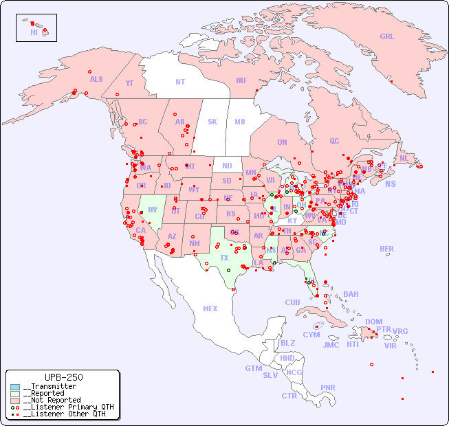 __North American Reception Map for UPB-250