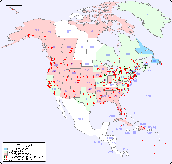 __North American Reception Map for YMH-250