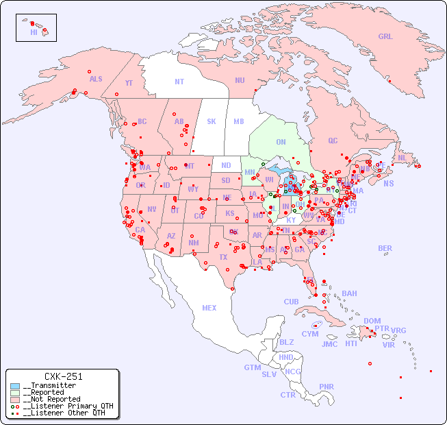 __North American Reception Map for CXK-251