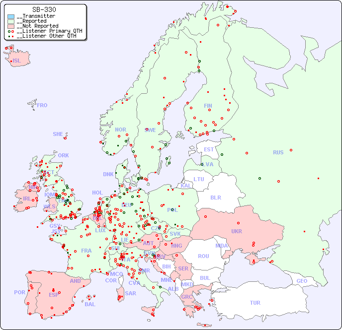 __European Reception Map for SB-330