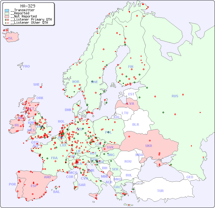 __European Reception Map for HA-329