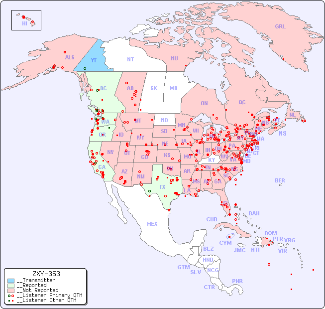 __North American Reception Map for ZXY-353