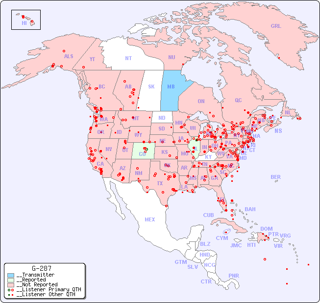 __North American Reception Map for G-287