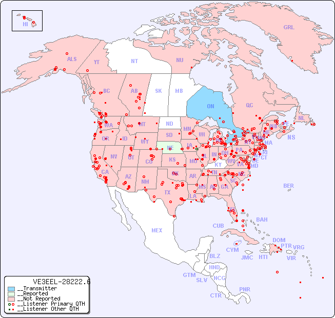 __North American Reception Map for VE3EEL-28222.6