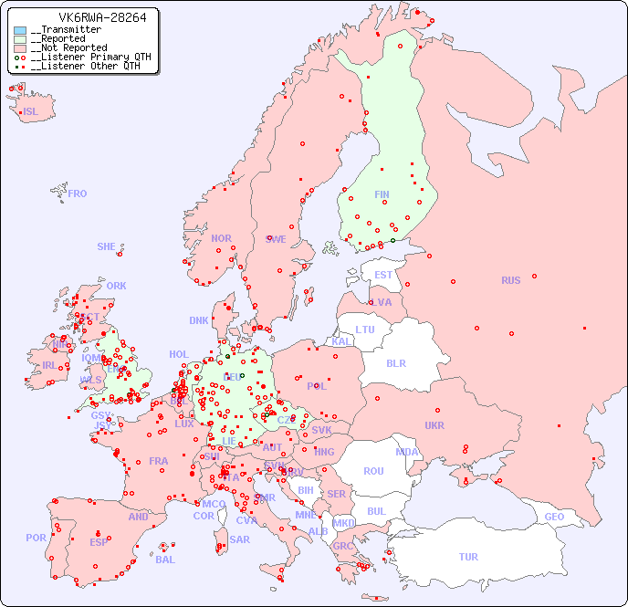 __European Reception Map for VK6RWA-28264