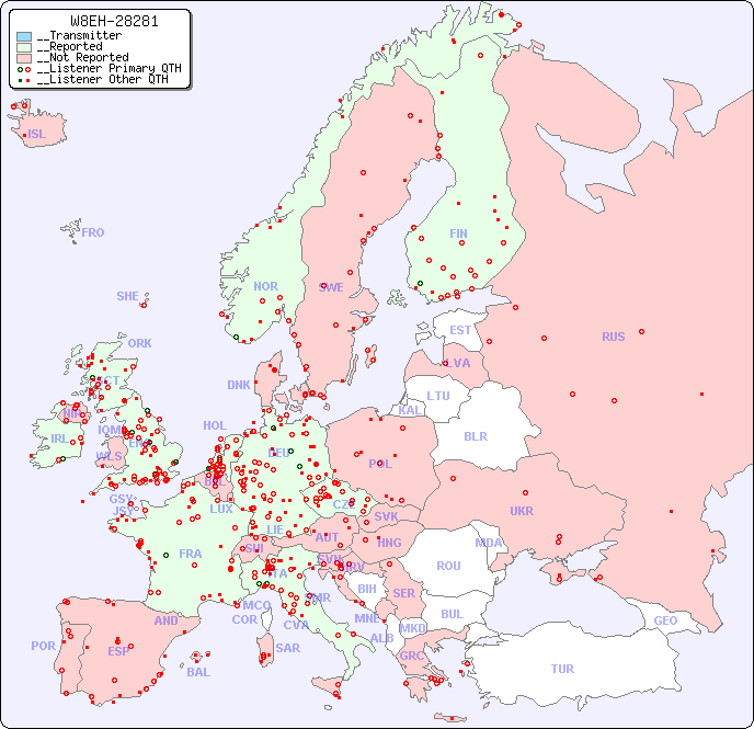 __European Reception Map for W8EH-28281