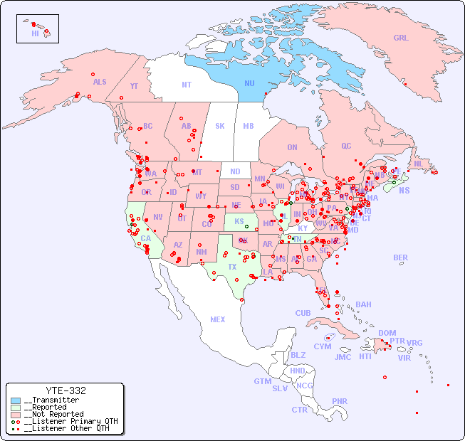 __North American Reception Map for YTE-332
