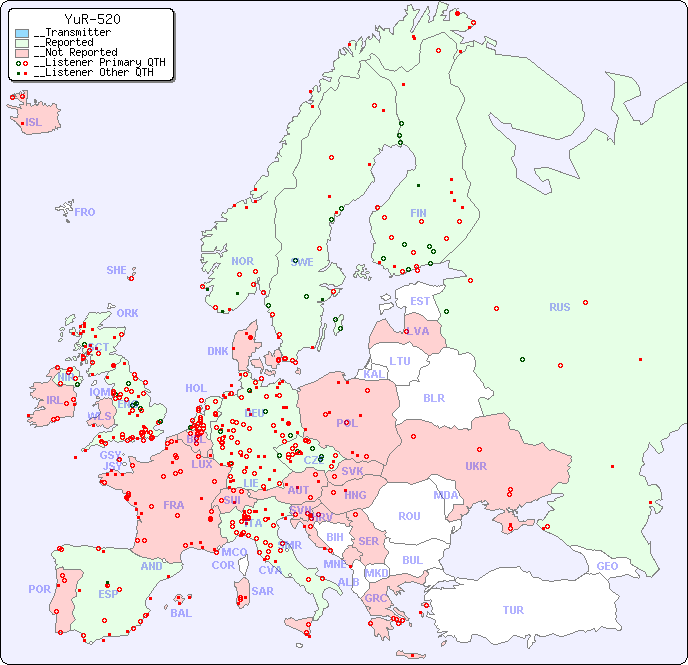 __European Reception Map for YuR-520