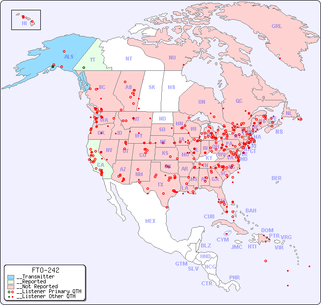 __North American Reception Map for FTO-242