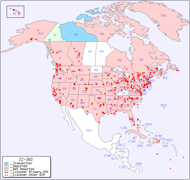 __North American Reception Map for 2Z-382