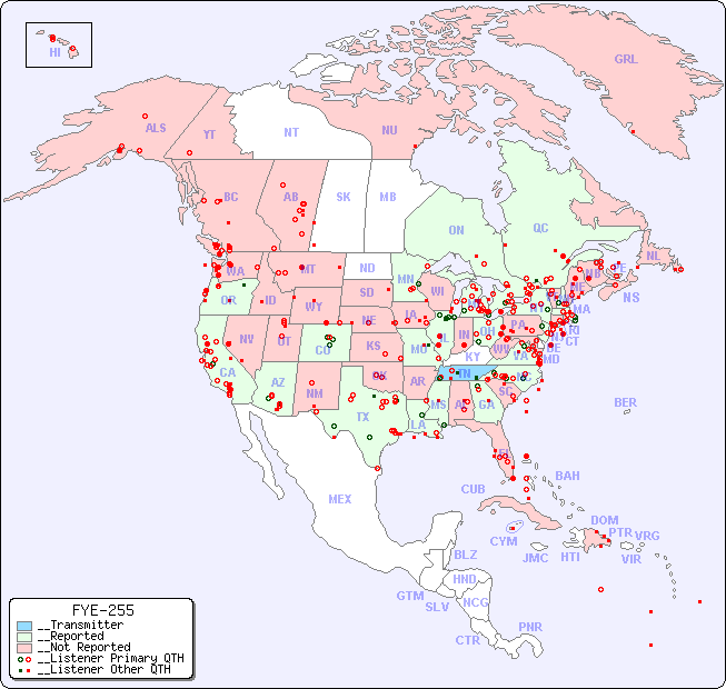__North American Reception Map for FYE-255