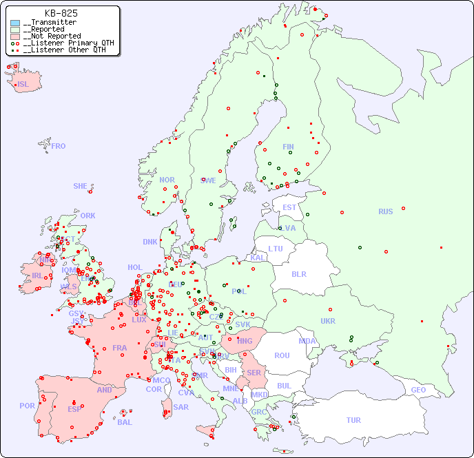 __European Reception Map for KB-825