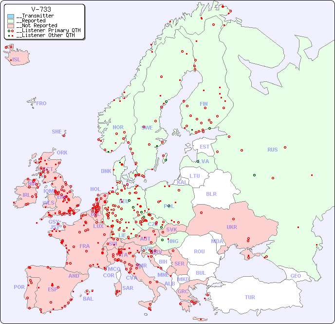 __European Reception Map for V-733