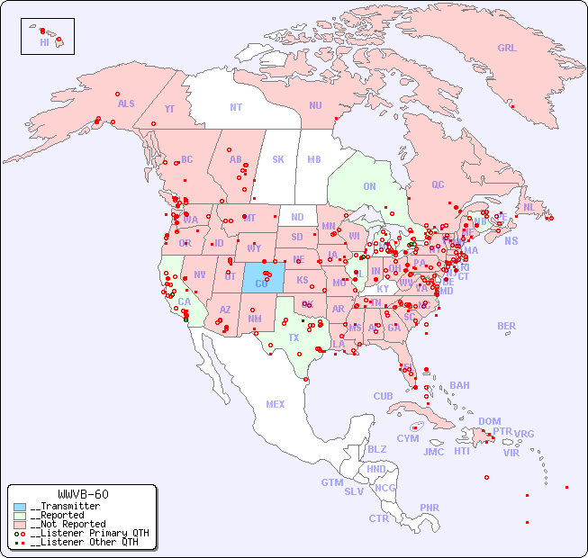 __North American Reception Map for WWVB-60