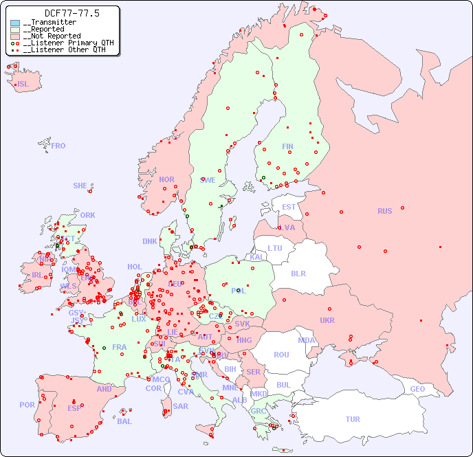 __European Reception Map for DCF77-77.5
