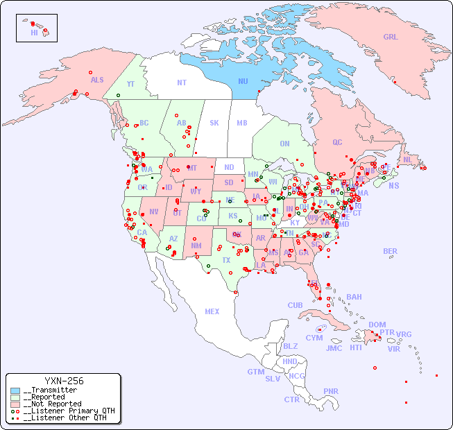 __North American Reception Map for YXN-256