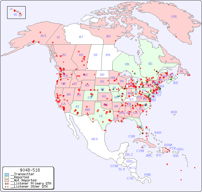 __North American Reception Map for $04B-518