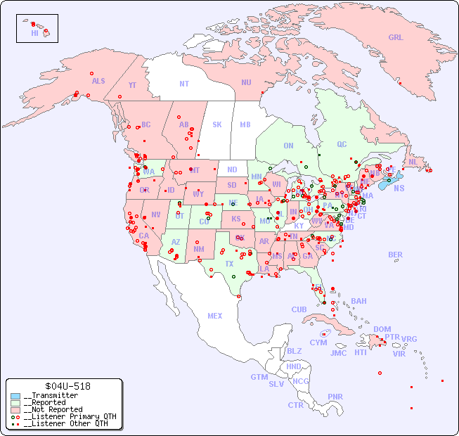 __North American Reception Map for $04U-518