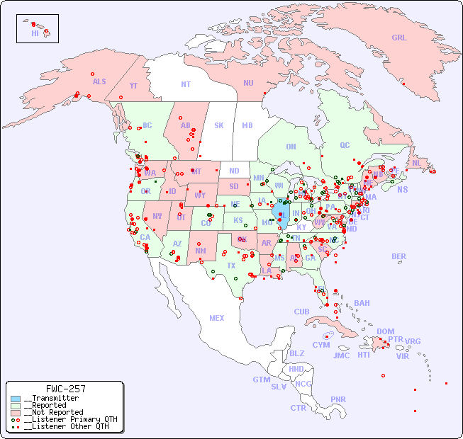 __North American Reception Map for FWC-257