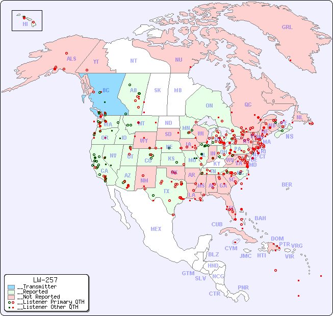 __North American Reception Map for LW-257