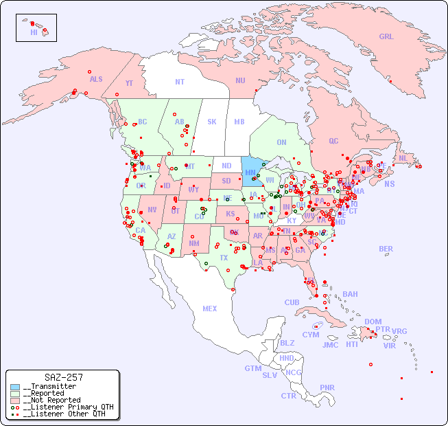 __North American Reception Map for SAZ-257