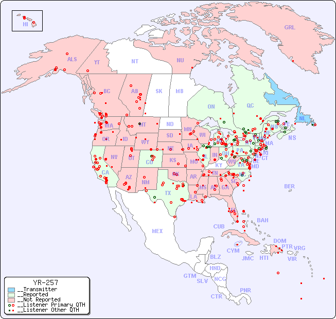 __North American Reception Map for YR-257