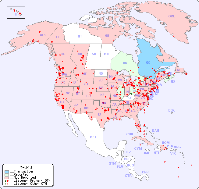 __North American Reception Map for M-348