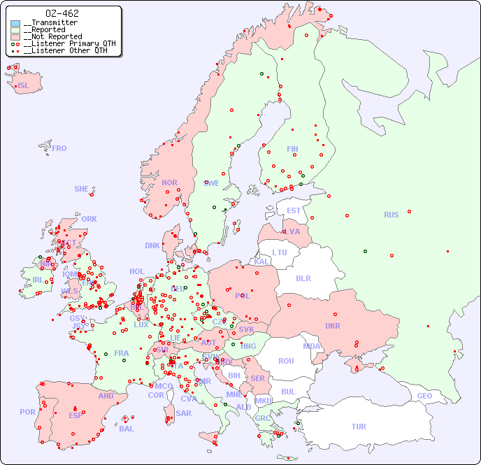 __European Reception Map for OZ-462