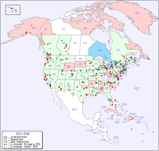 __North American Reception Map for ZSJ-258