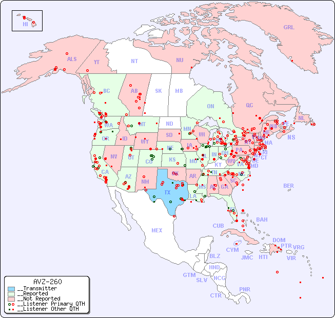 __North American Reception Map for AVZ-260