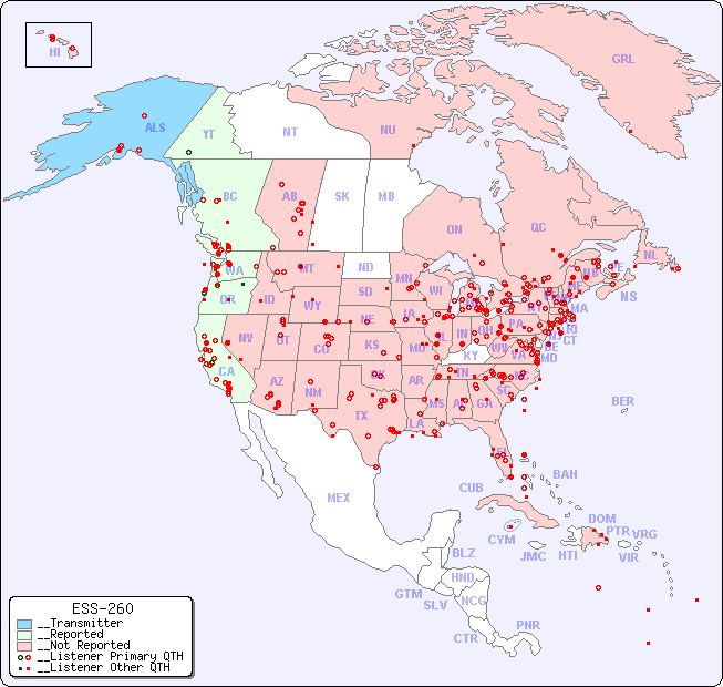 __North American Reception Map for ESS-260