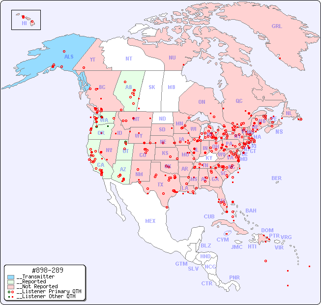 __North American Reception Map for #898-289
